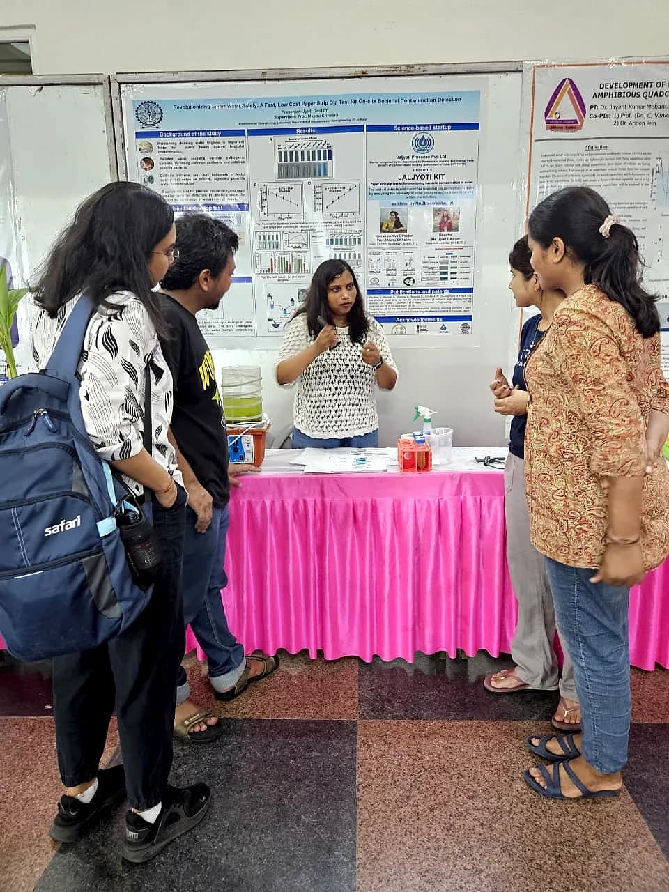 Showing the test in action at the THRIVE exhibition.